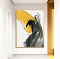 Pinselstrich schwarz gelb abstrakt von Palettenmesser Wandkunst Minimalismus